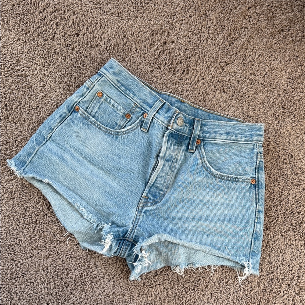Levi's Light Blue Denim Cutoff Shorts with Raw Hem